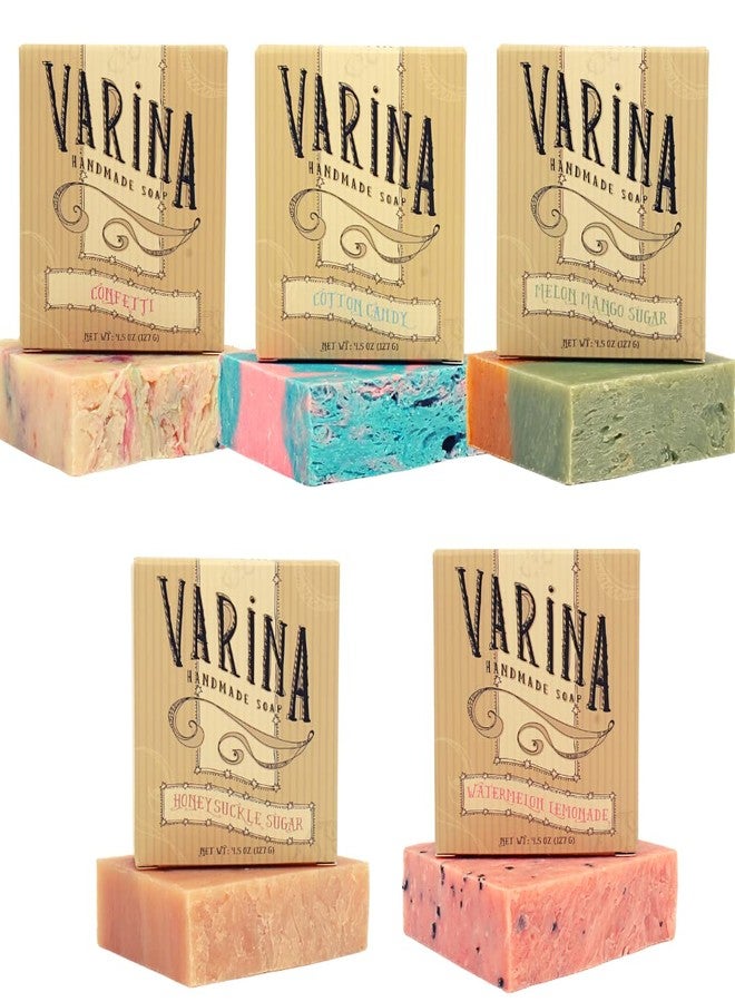 Varina Natural Carnival Variety Bar Soap - Gentle Cleansing for Sensitive Skin, Sweet and Vanilla - 5 Pack - Image 1